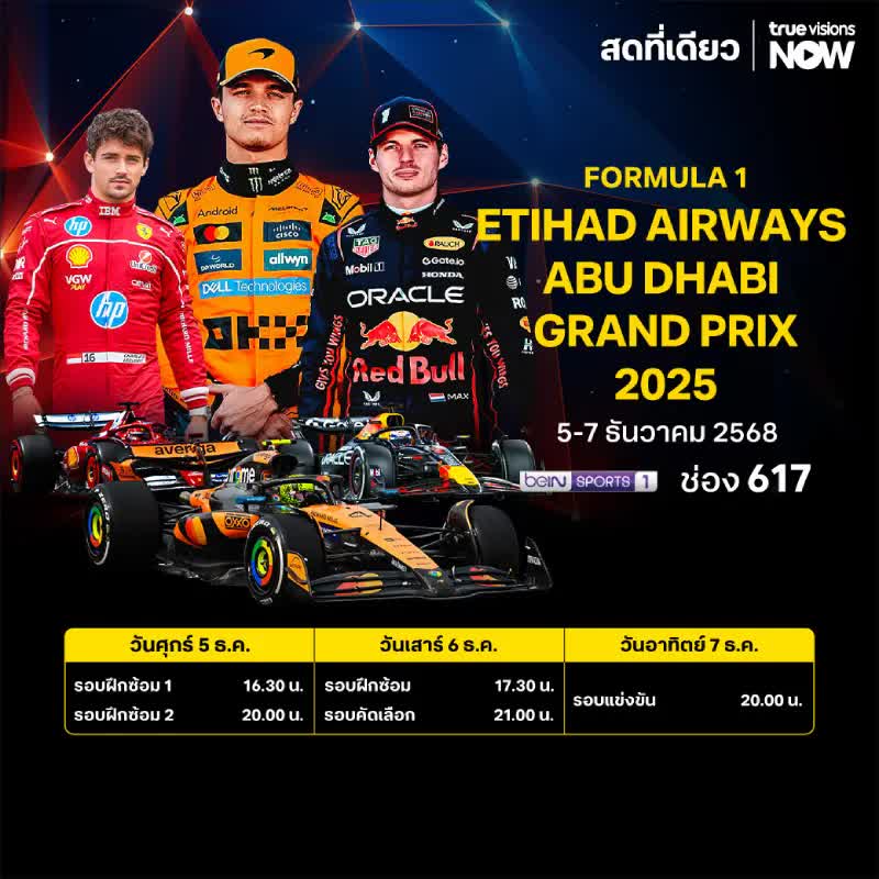 ดูบอลสด: สนามที่ 24 : อาบูดาบี กรังปรีซ์ 2025 รอบฝึกซ้อม 3